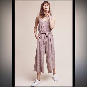 Anthropologie Saturday Sunday Saunter Wide Leg Jumpsuit in Maroon Red